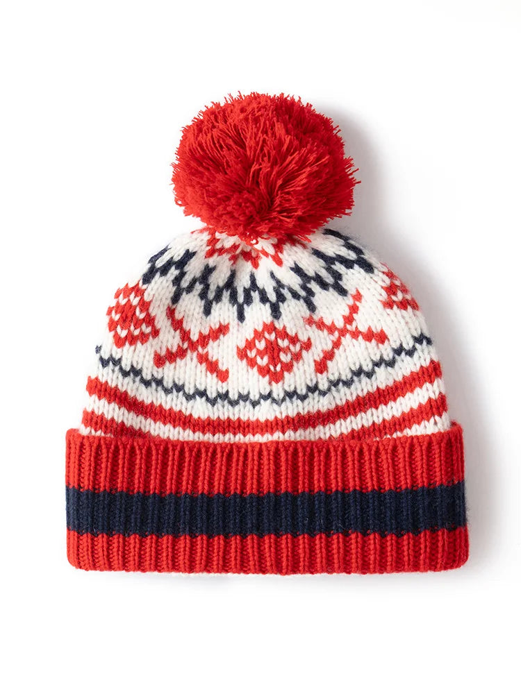 Women 100%Cashmere Hat Autumn Winter Faire Isle Jacquard Hats Soft Warm Pullover Caps Casual Style Cashmere Hats
