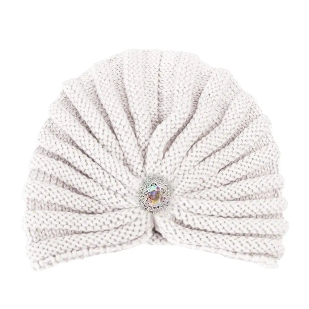 Women's Fashion Winter Warm Hijab Caps Soft Thick Bohemia Turban Wool Knitting Cashmere Turban Cap