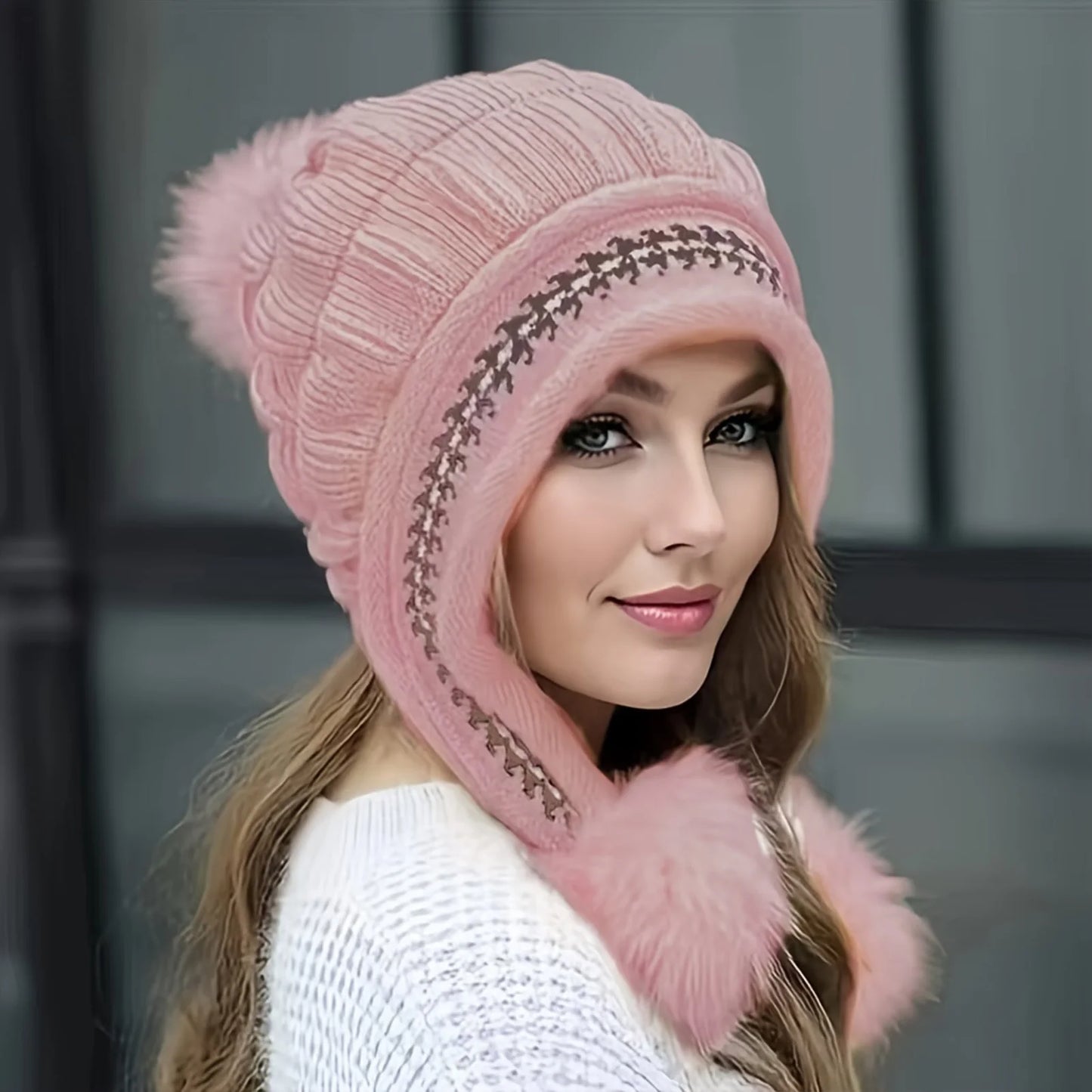 Women's Soft Winter Warm Fur Hat Fleece Lined Earflap Hat Beanie Casual Cold Weather