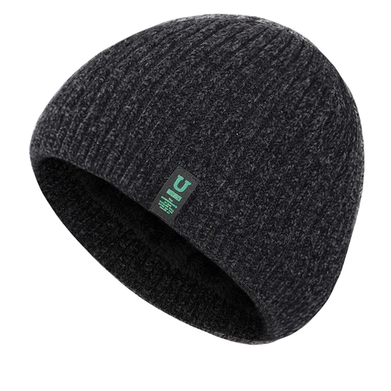Unisex Two-Tone Winter Hats Add Fur Lined Men And Women Fashion Warm Beanie Cap Casual Winter Knitted Hats