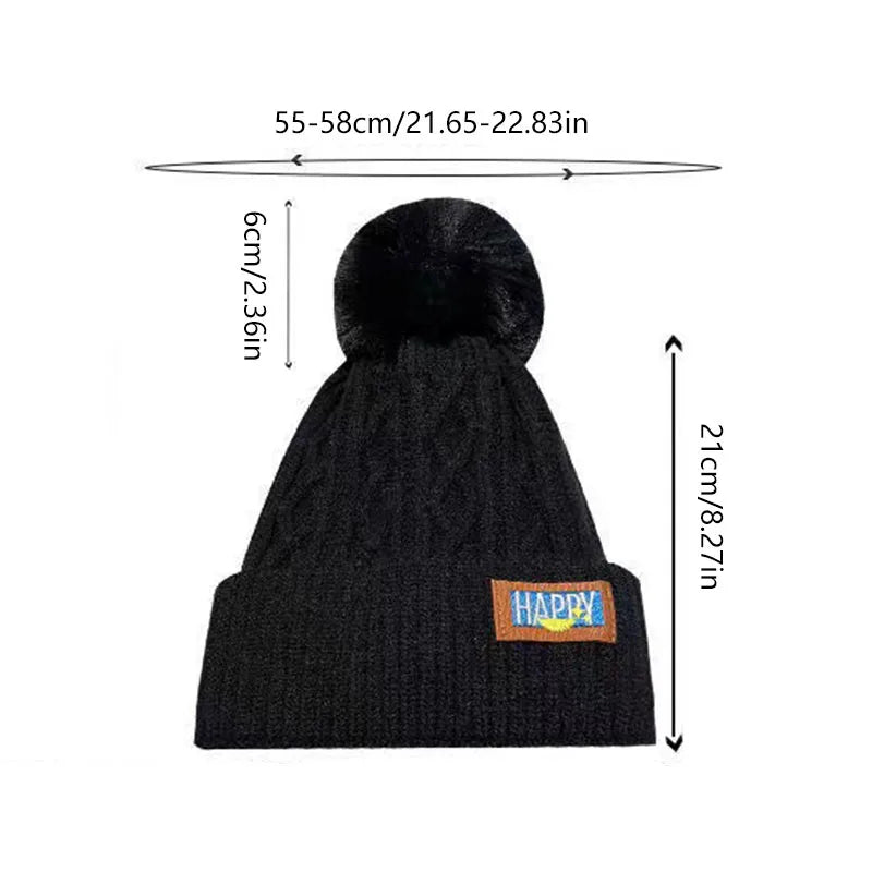 Winter Knitted Woolen Hat Women Warm Beanies Outdoor Cold-proof Ears Cap