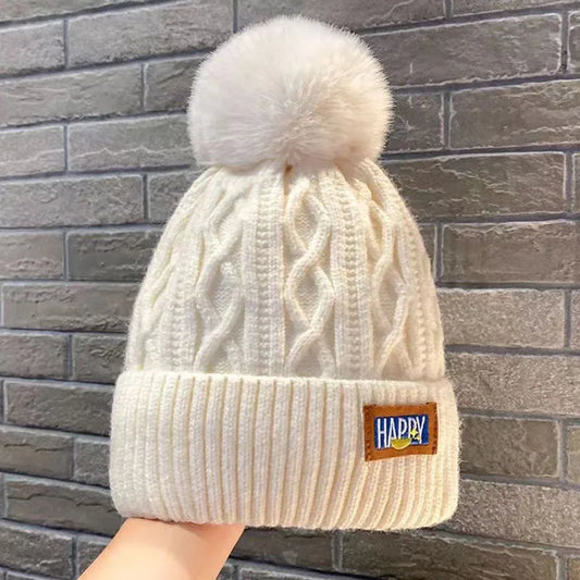 Winter Knitted Woolen Hat Women Warm Beanies Outdoor Cold-proof Ears Cap