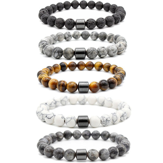 A couple of Black Stone Tiger Eye Bead Bracelets - PratSN