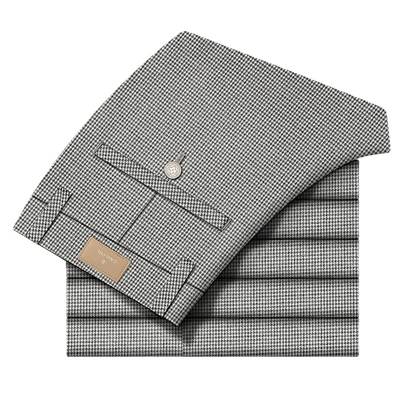 Accessible Luxury Quality Houndstooth Slim - Fit Business Drape Pants for Men - PratSN
