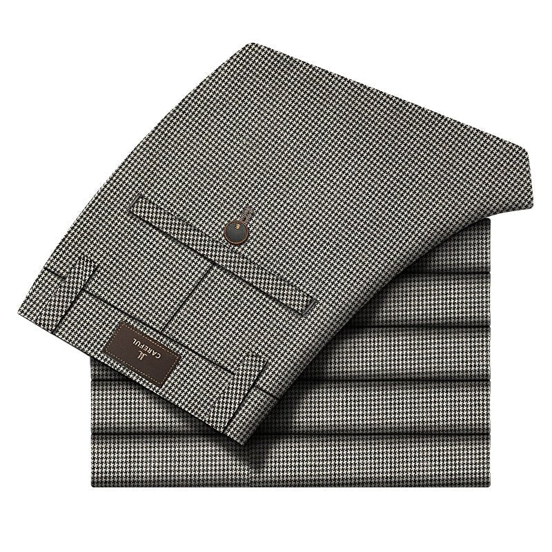 Accessible Luxury Quality Houndstooth Slim - Fit Business Drape Pants for Men - PratSN