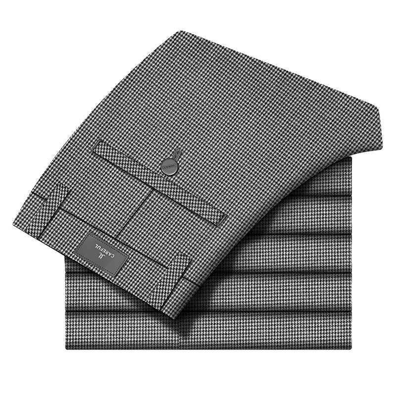 Accessible Luxury Quality Houndstooth Slim - Fit Business Drape Pants for Men - PratSN