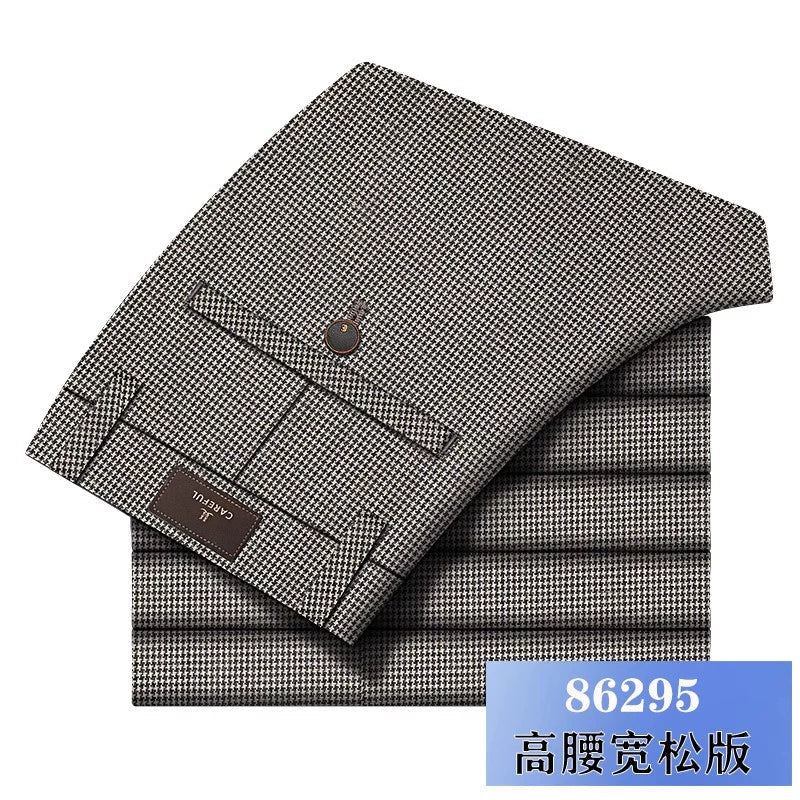 Accessible Luxury Quality Houndstooth Slim - Fit Business Drape Pants for Men - PratSN