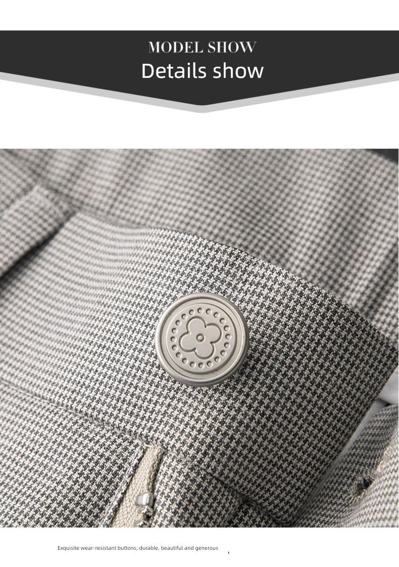 Accessible Luxury Quality Houndstooth Slim - Fit Business Drape Pants for Men - PratSN