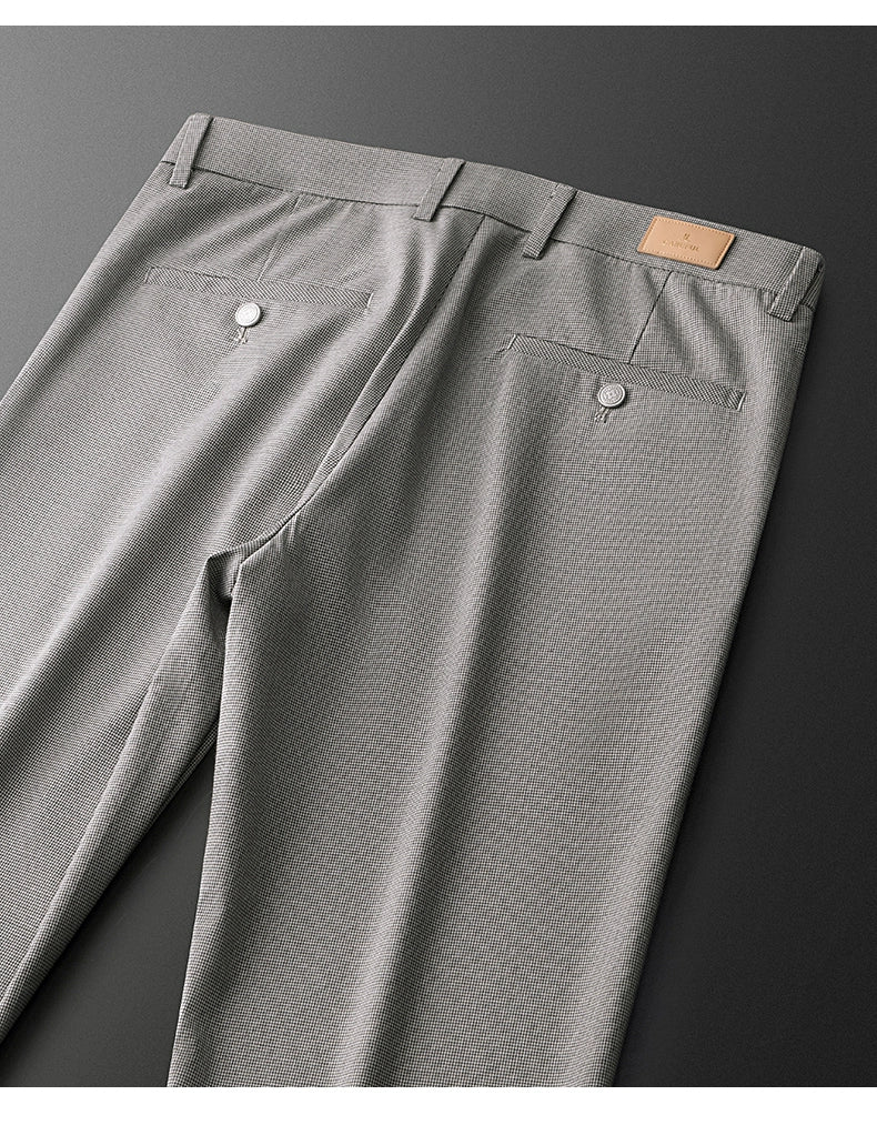 Accessible Luxury Quality Houndstooth Slim - Fit Business Drape Pants for Men - PratSN