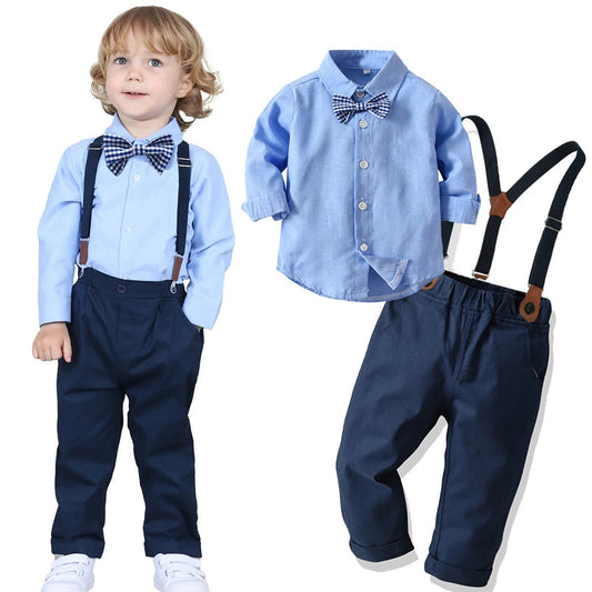Adorable Toddler Boy Outfits Elegant Baby Wedding Formal Suit Kids Winter Gentleman Clothing Set Church Easter Birthday Parties - PratSN