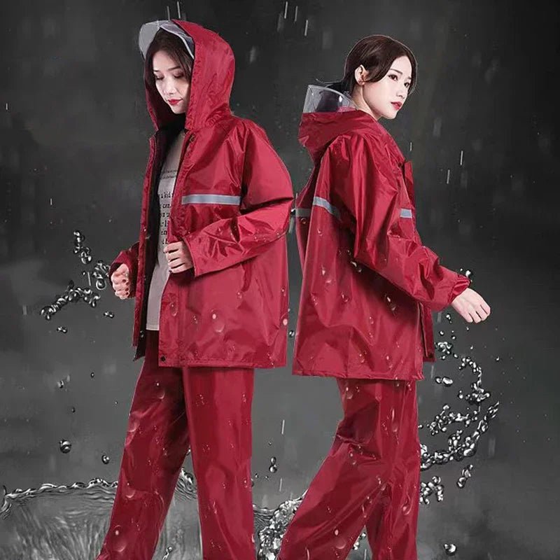 Adult Thick Waterproof RainCoat Rain Coat Motorcycle Rainsuit Motorcycle Rainwear Suit Reflective Riding Raincoat - PratSN