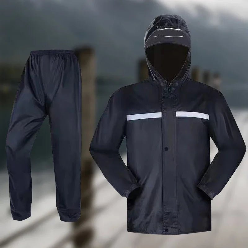 Adult Thick Waterproof RainCoat Rain Coat Motorcycle Rainsuit Motorcycle Rainwear Suit Reflective Riding Raincoat - PratSN