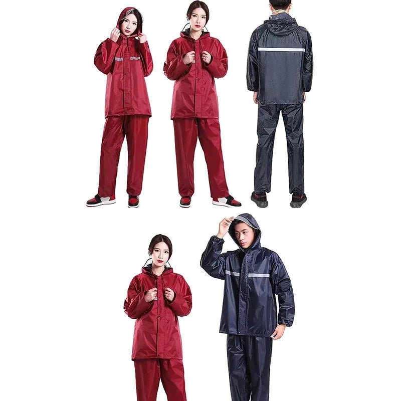Adult Thick Waterproof RainCoat Rain Coat Motorcycle Rainsuit Motorcycle Rainwear Suit Reflective Riding Raincoat - PratSN
