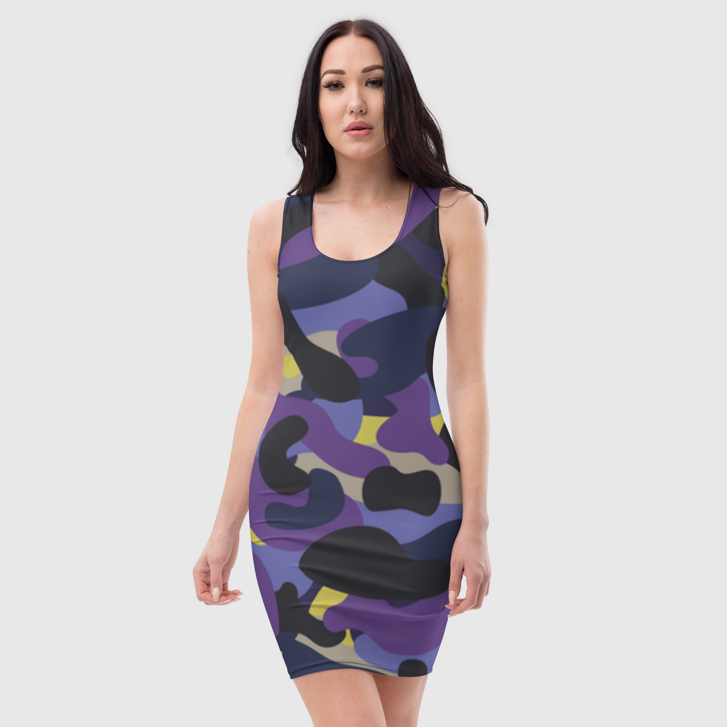 Women's Bodycon dress, purple blue pink print bodycon, multicolor tank top dress, elegant bodycon, sleeveless dress for your favorite party