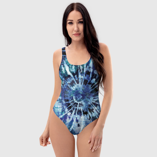 Women's one-piece swim suit, blue and white one-piece swimsuit, Multicolor swimwear, classic beach dress