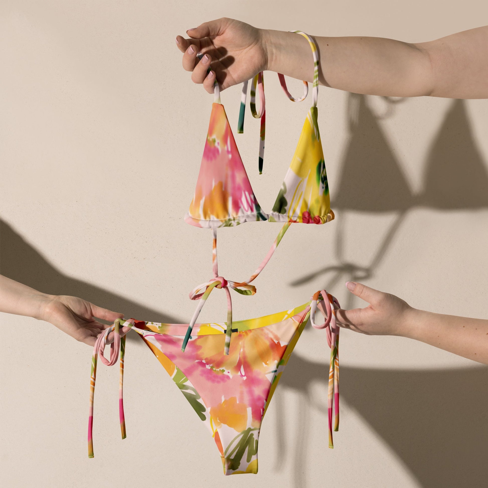 All - over print recycled string bikini, bathing suits, Swimming Suits. Women's Swimwear - PratSN