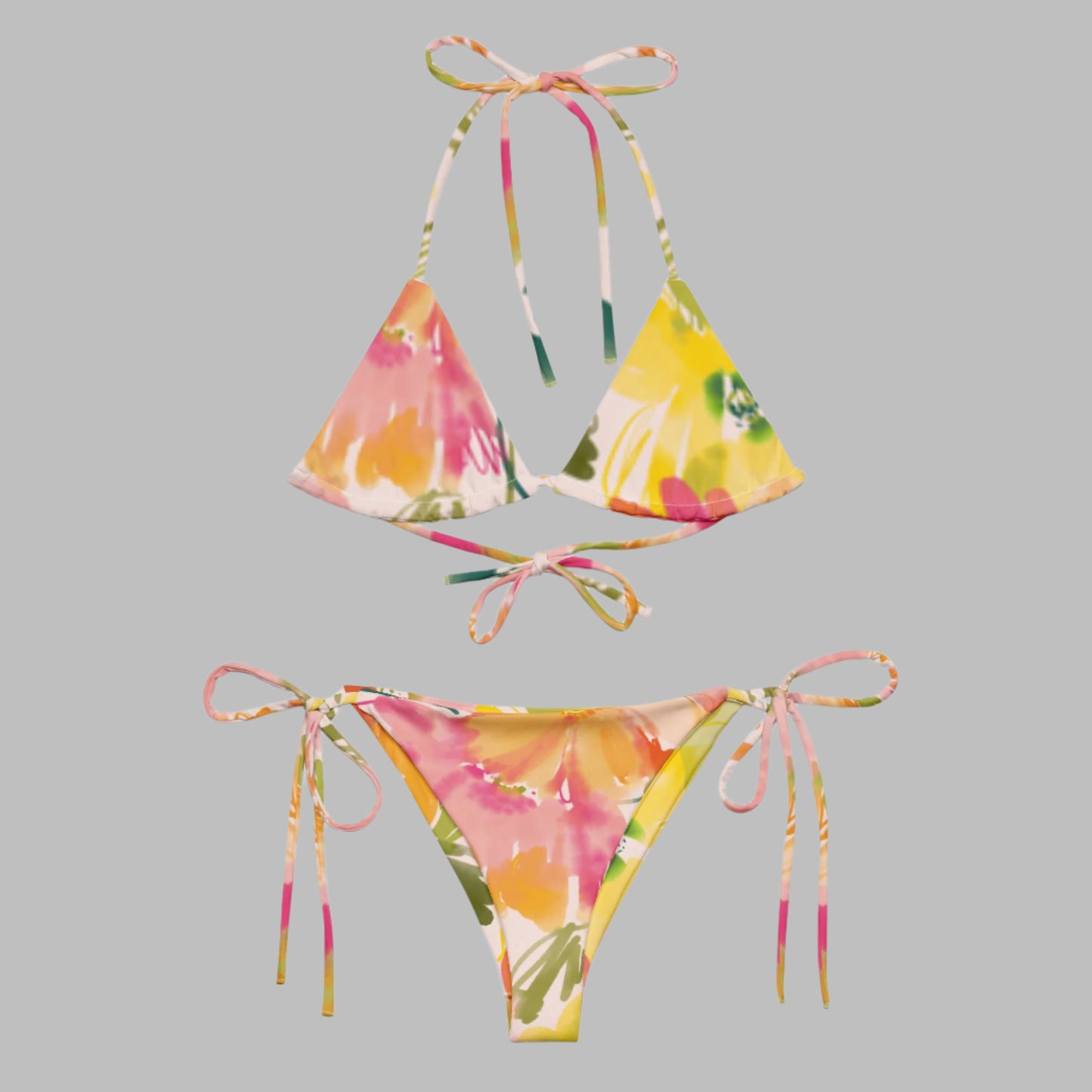 All - over print recycled string bikini, bathing suits, Swimming Suits. Women's Swimwear - PratSN