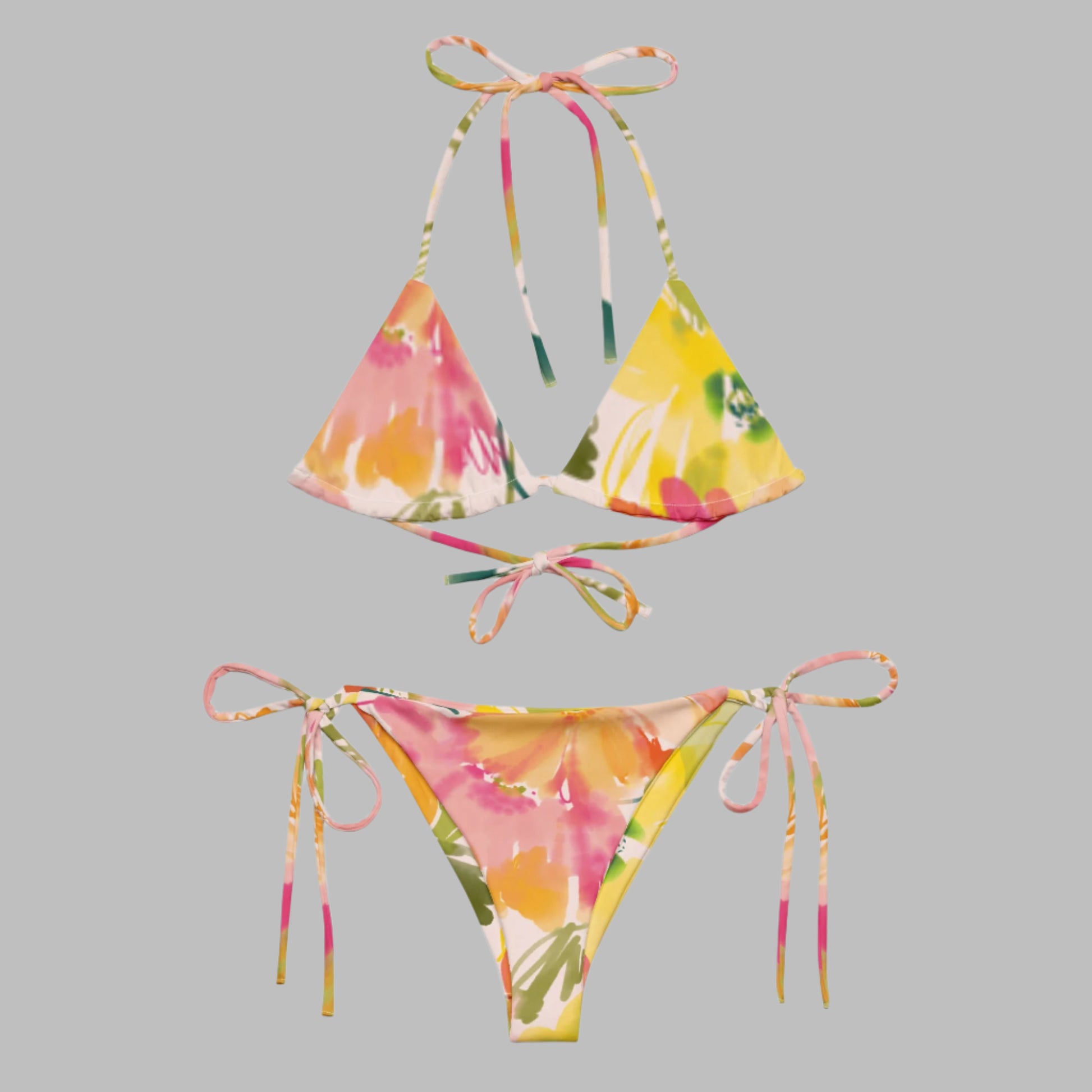 All - over print recycled string bikini, bathing suits, Swimming Suits. Women's Swimwear - PratSN
