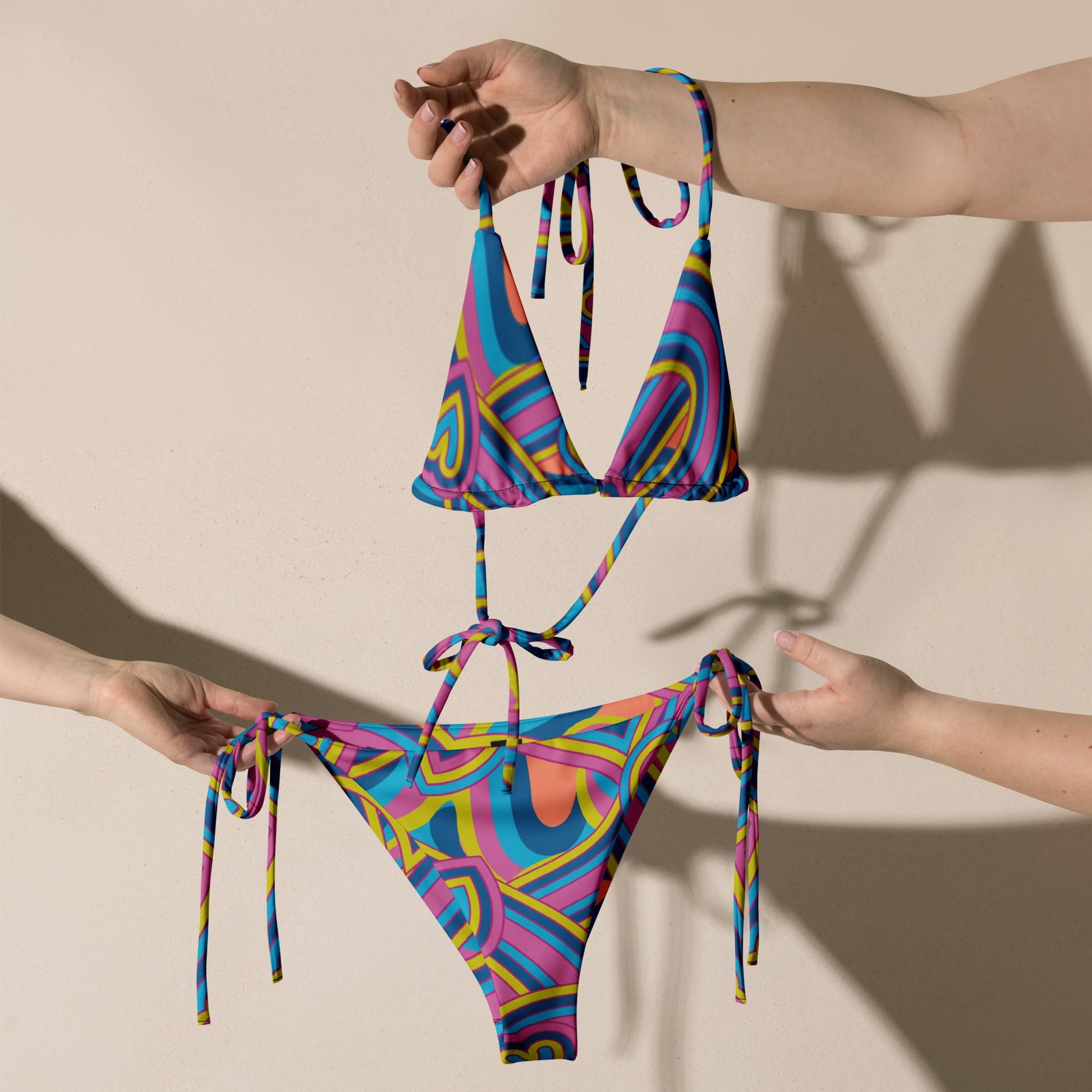 All - over print recycled string bikini, bathing suits, Swimming Suits. Women's Swimwear - PratSN