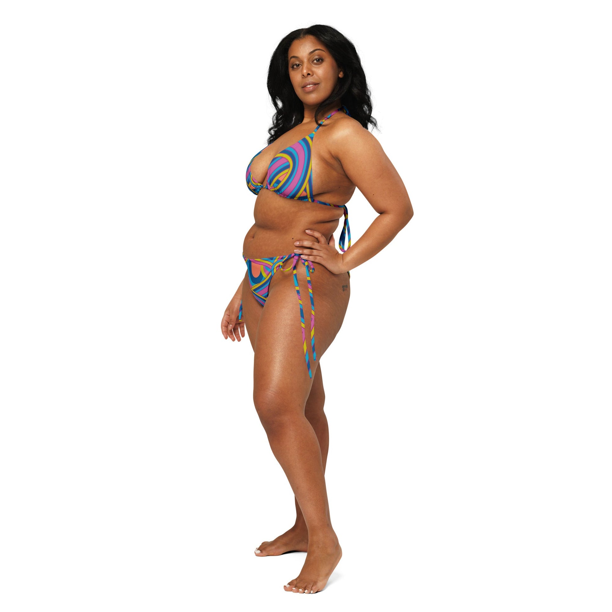 All - over print recycled string bikini, bathing suits, Swimming Suits. Women's Swimwear - PratSN