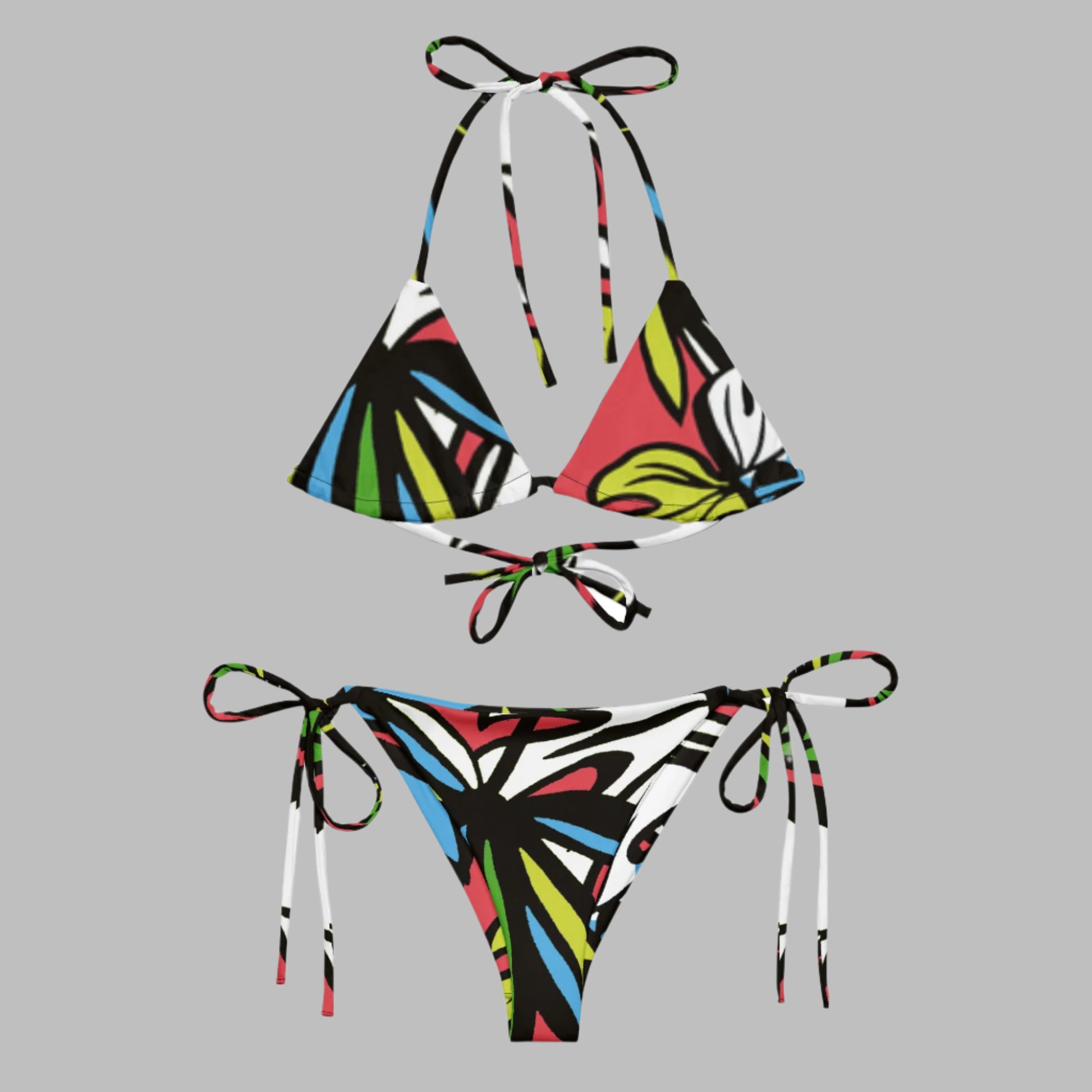All - over print recycled string bikini, bathing suits, Swimming Suits. Women's Swimwear - PratSN