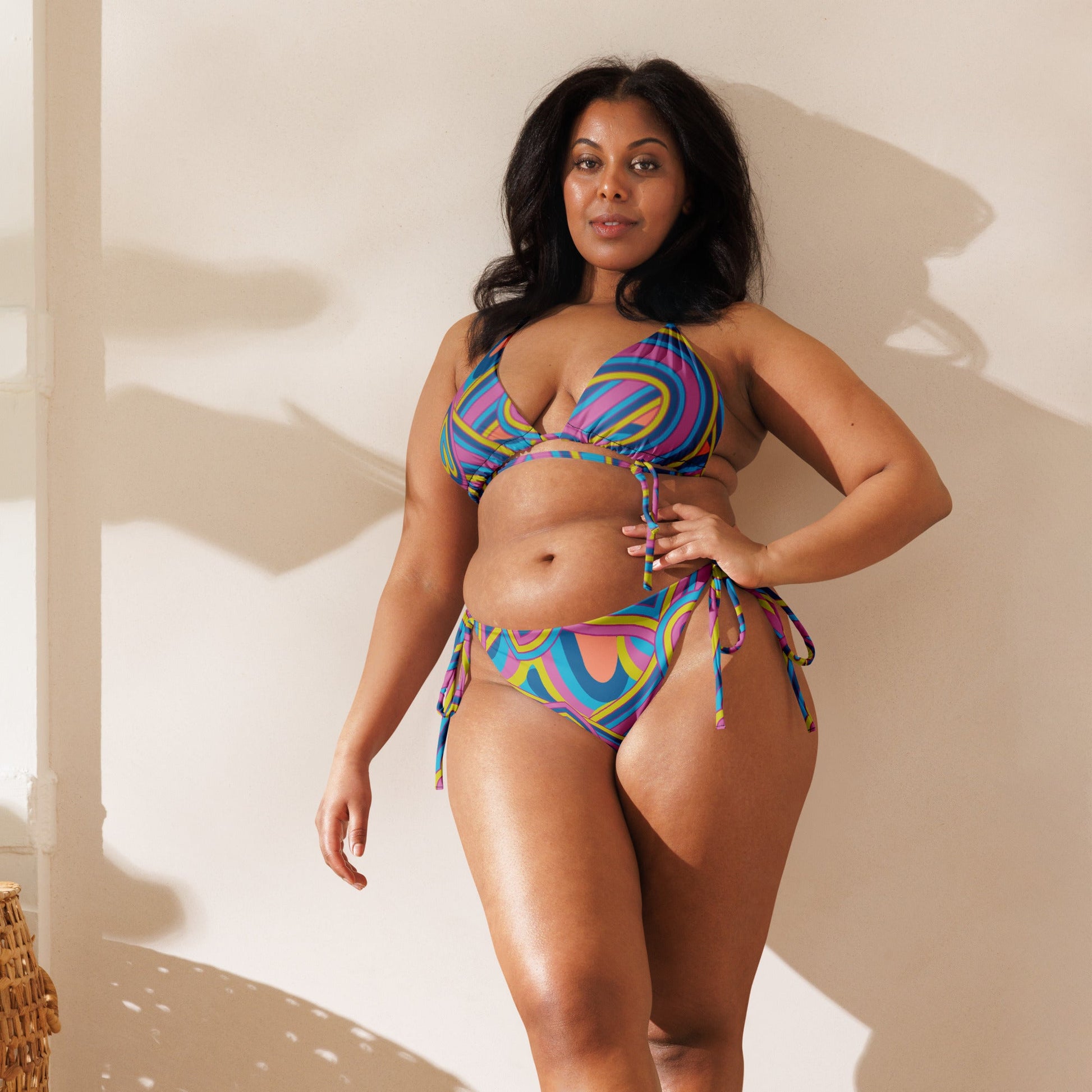 All - over print recycled string bikini, bathing suits, Swimming Suits. Women's Swimwear - PratSN
