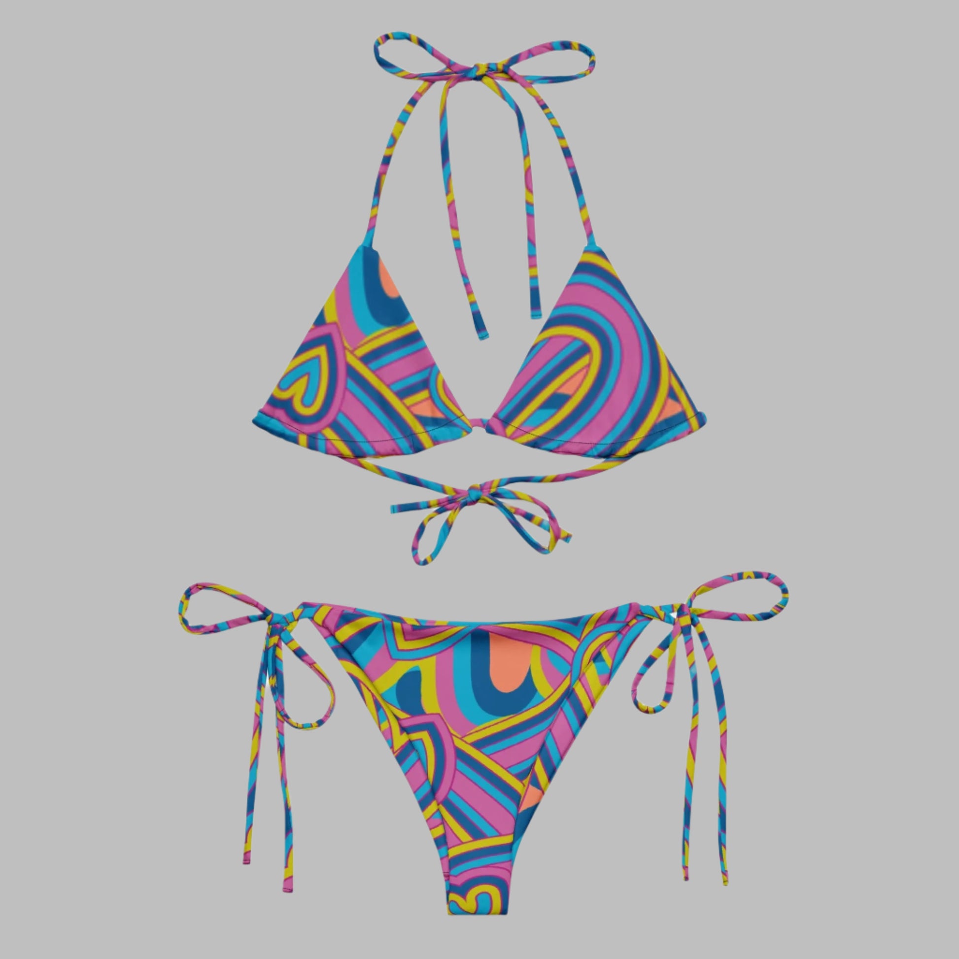 All - over print recycled string bikini, bathing suits, Swimming Suits. Women's Swimwear - PratSN