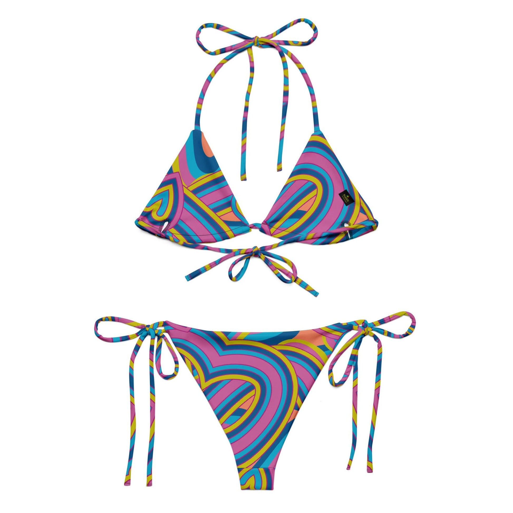 All - over print recycled string bikini, bathing suits, Swimming Suits. Women's Swimwear - PratSN