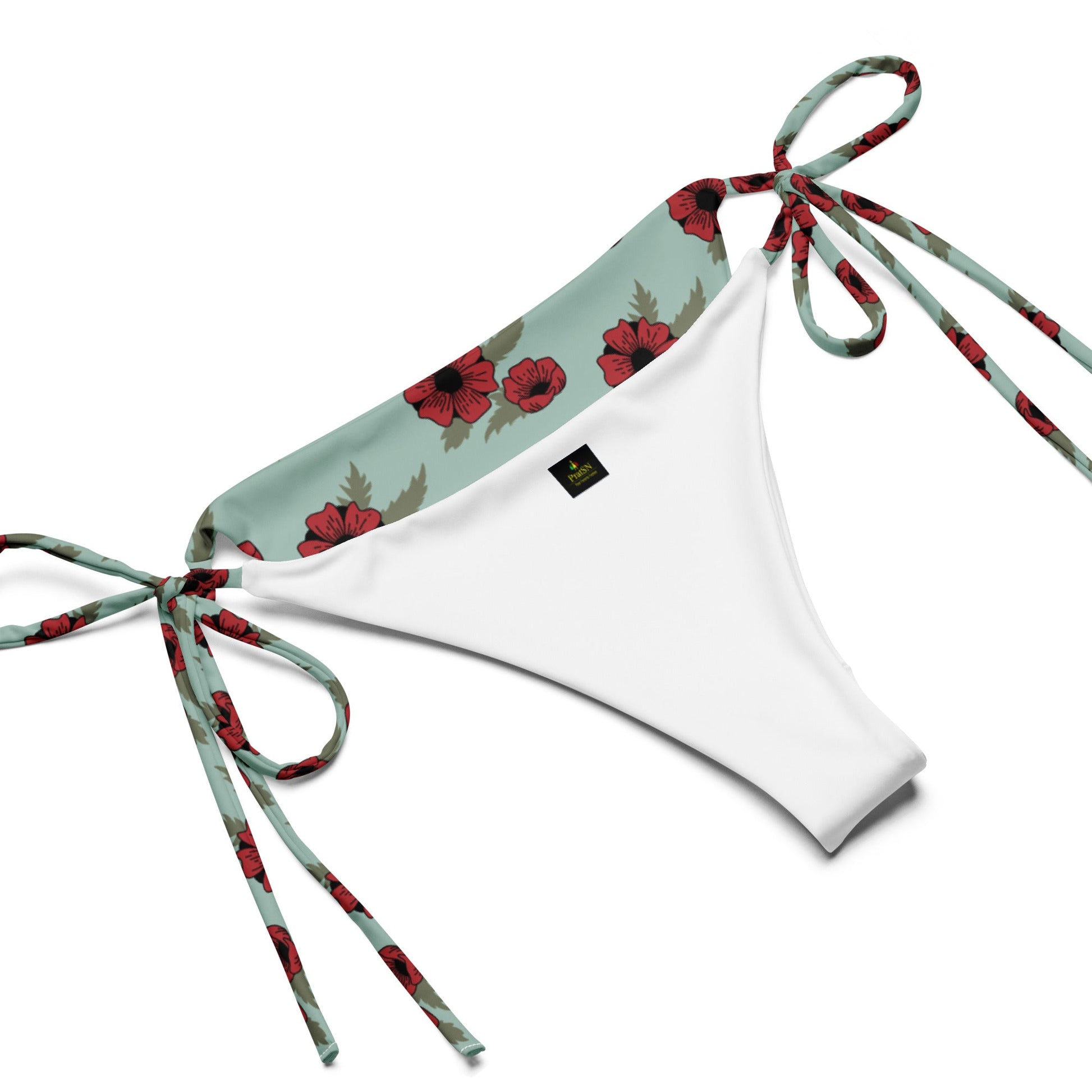 All - over print recycled string bikini, bathing suits, Swimming Suits. Women's Swimwear outfit - PratSN