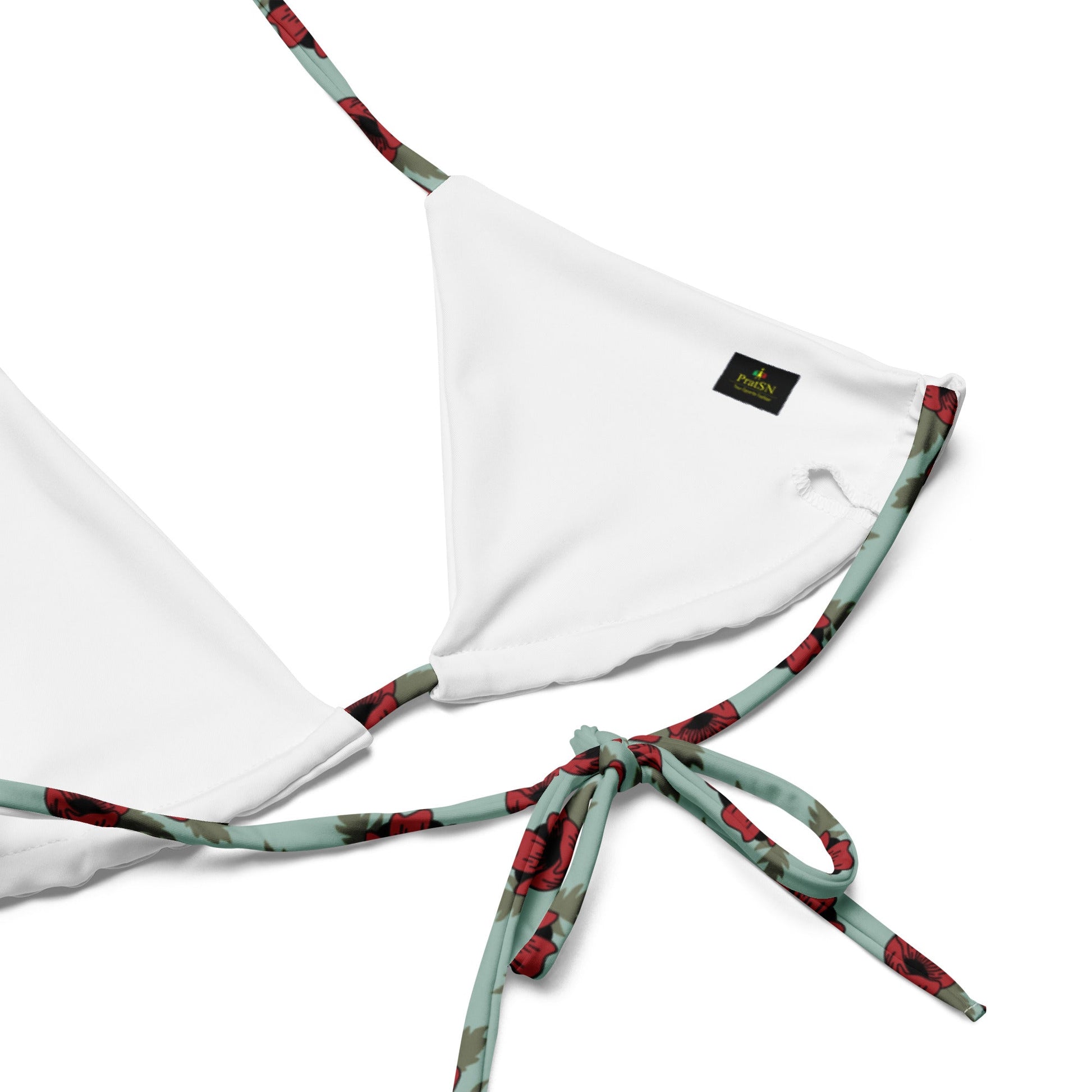 All - over print recycled string bikini, bathing suits, Swimming Suits. Women's Swimwear outfit - PratSN