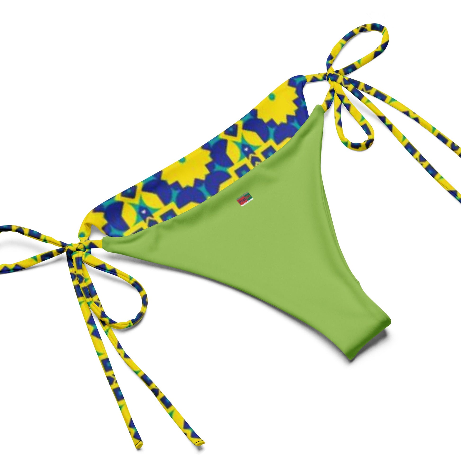 All - over print recycled string bikini, Floral Bikini Blue and Yellow - PratSN