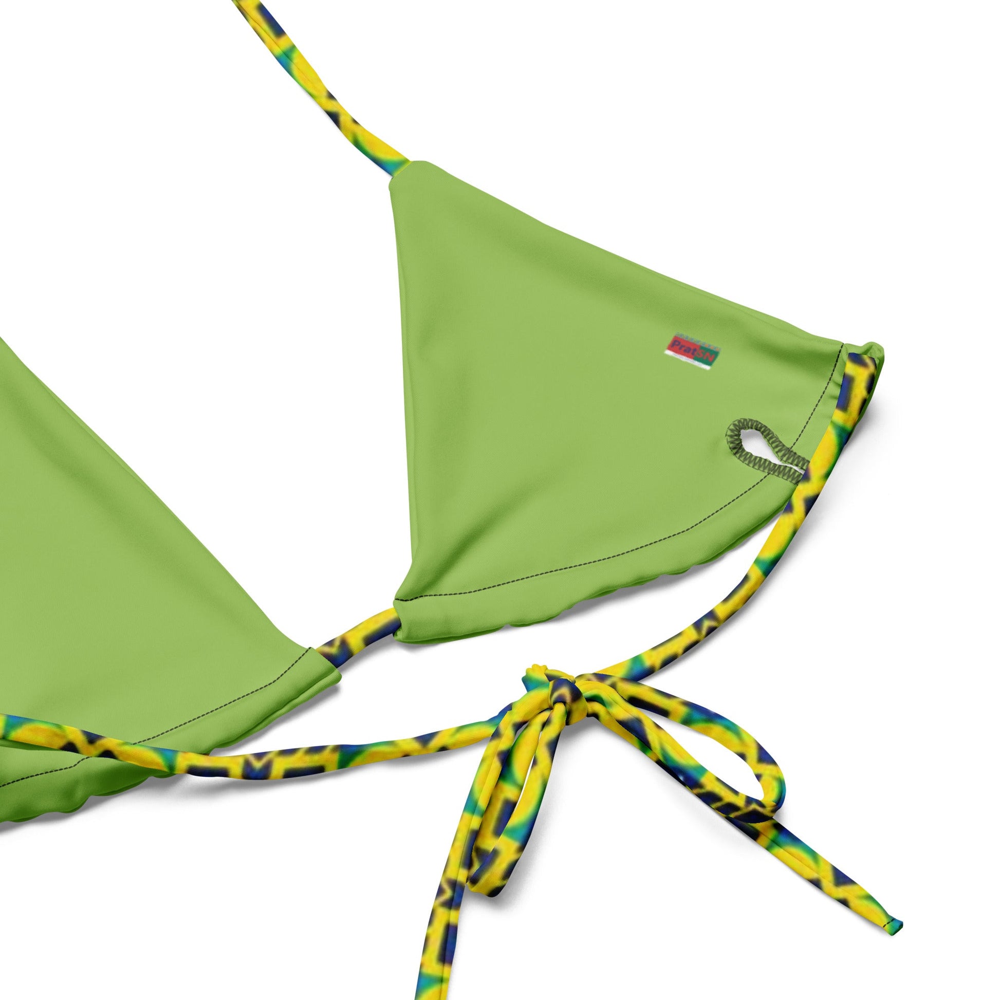 All - over print recycled string bikini, Floral Bikini Blue and Yellow - PratSN