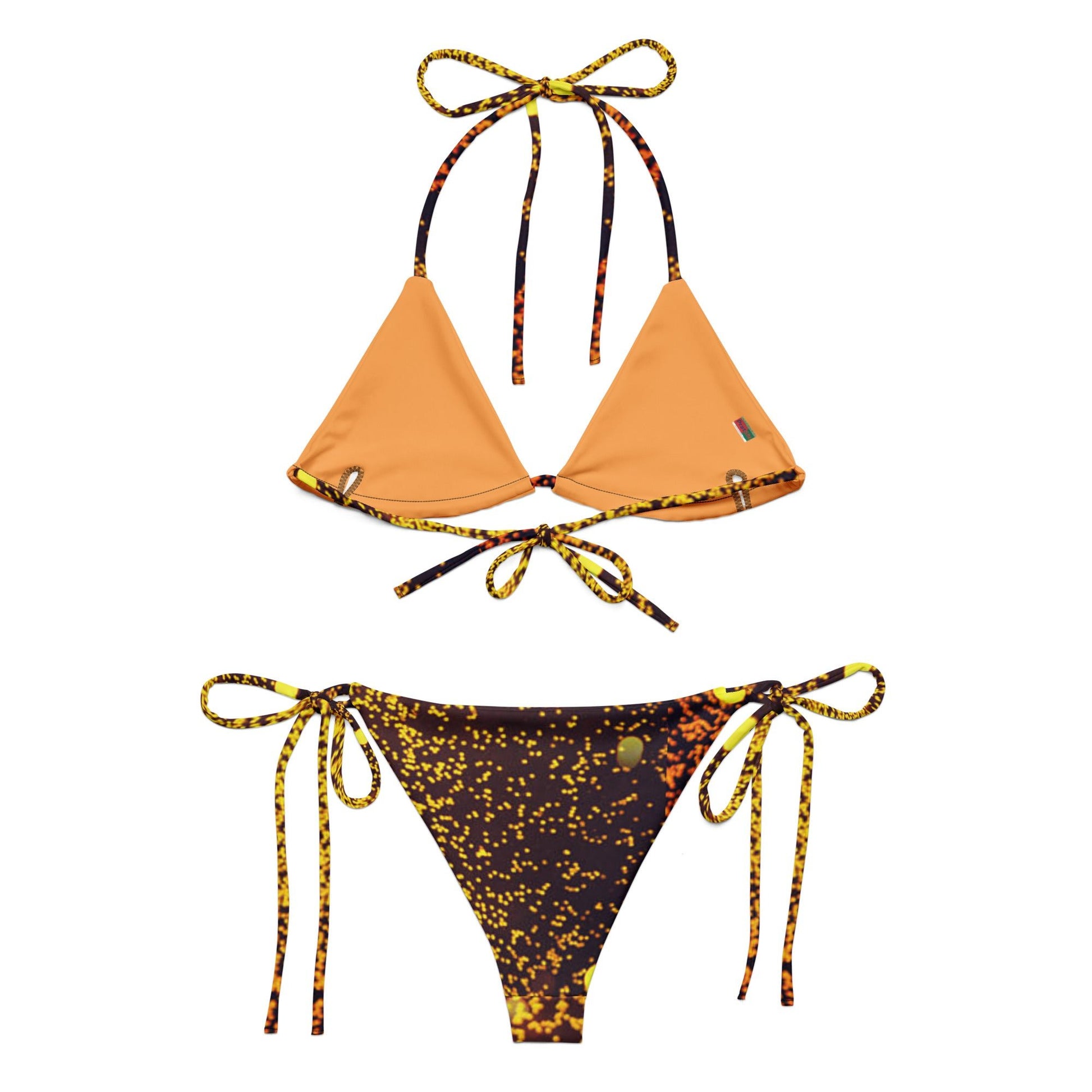 All - over print recycled string bikini, Gold Color Bikini - PratSN