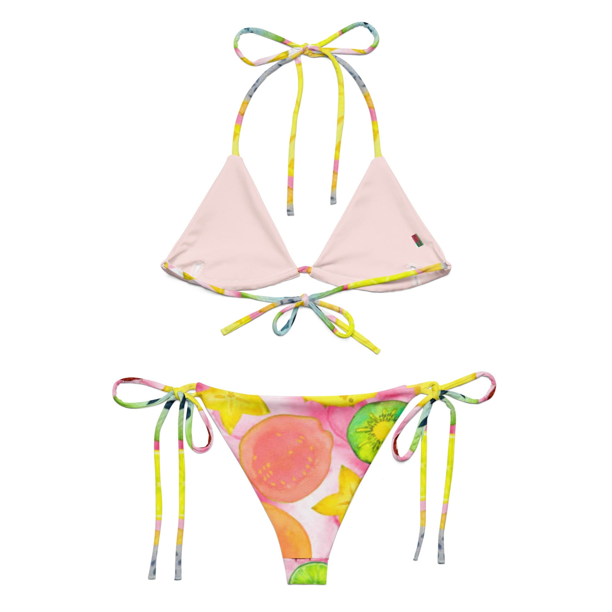 All - over print recycled string bikini, Kiwi pattern, fruit print bikini - PratSN
