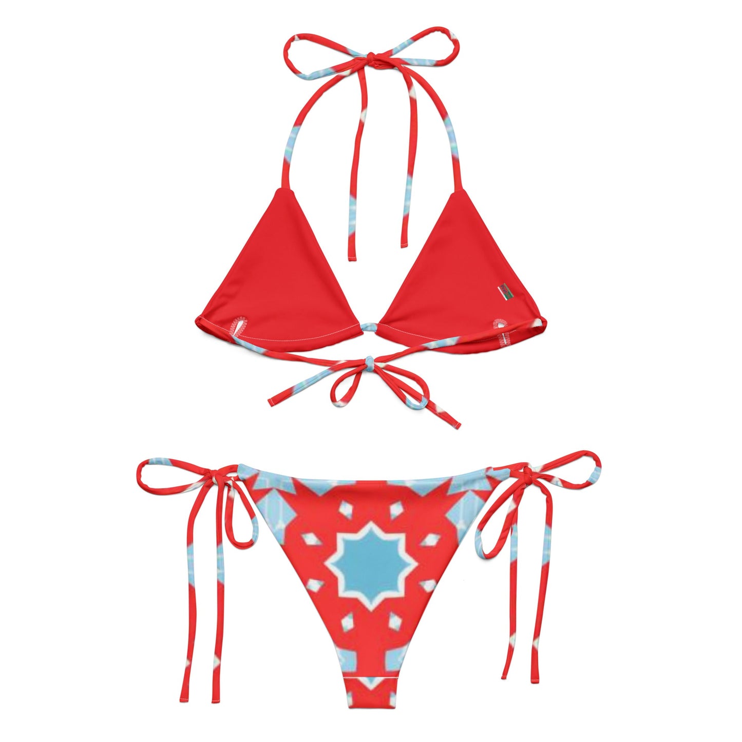 All - over print recycled string bikini, Red tankinis, Swimsuit, Beachwear, Bathing Suit - PratSN
