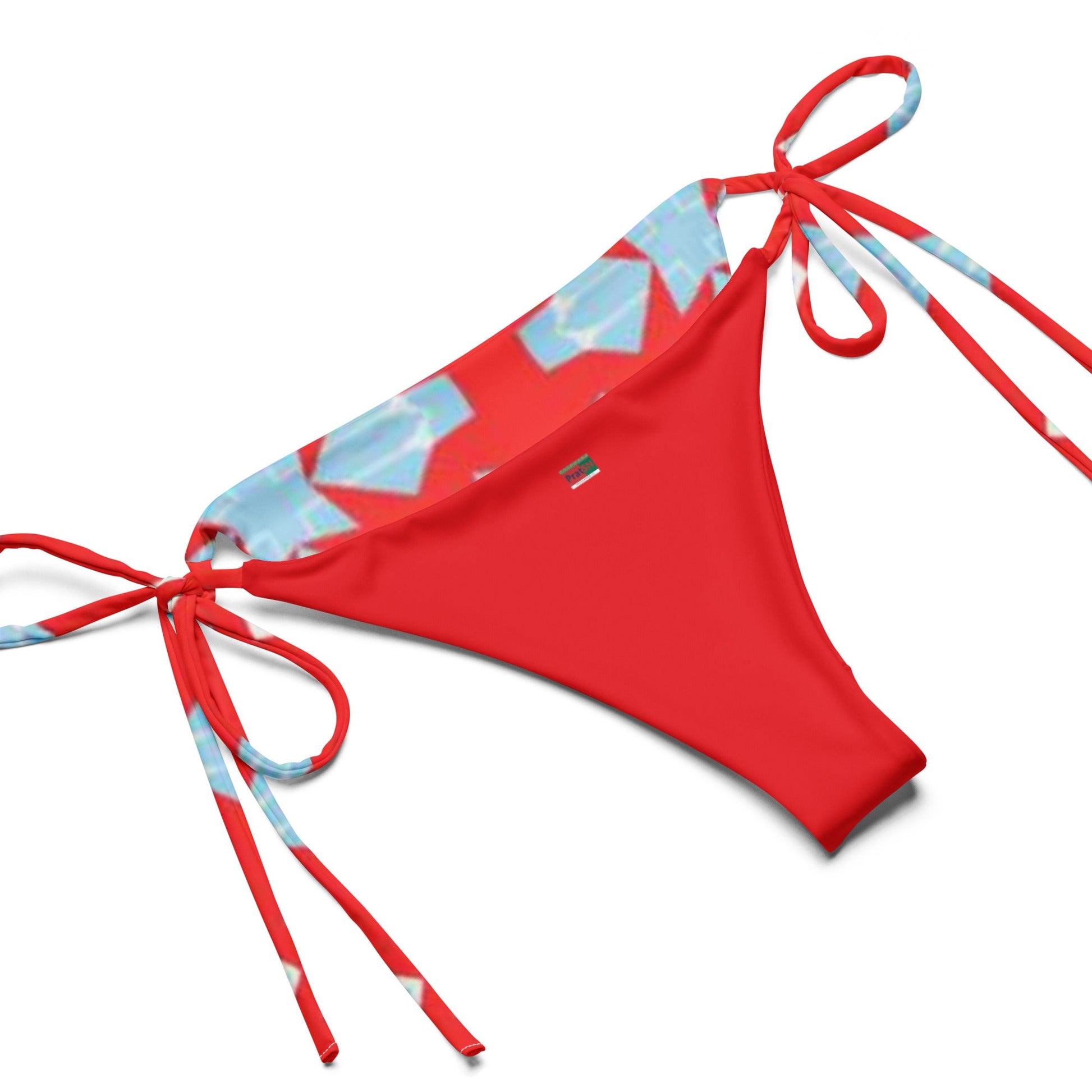 All - over print recycled string bikini, Red tankinis, Swimsuit, Beachwear, Bathing Suit - PratSN