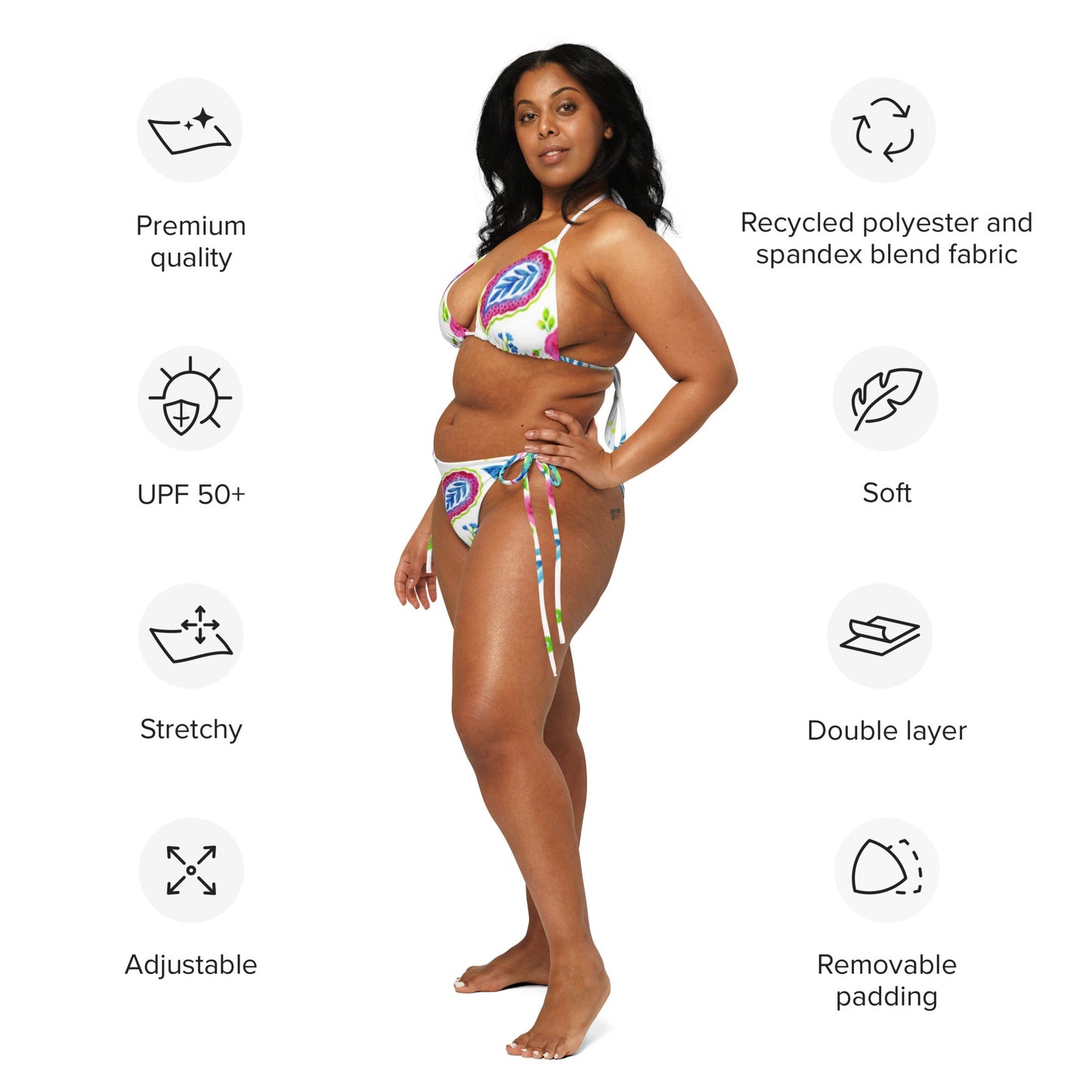 All - over print recycled string bikini, Swimming Suits. Women's outfit - PratSN