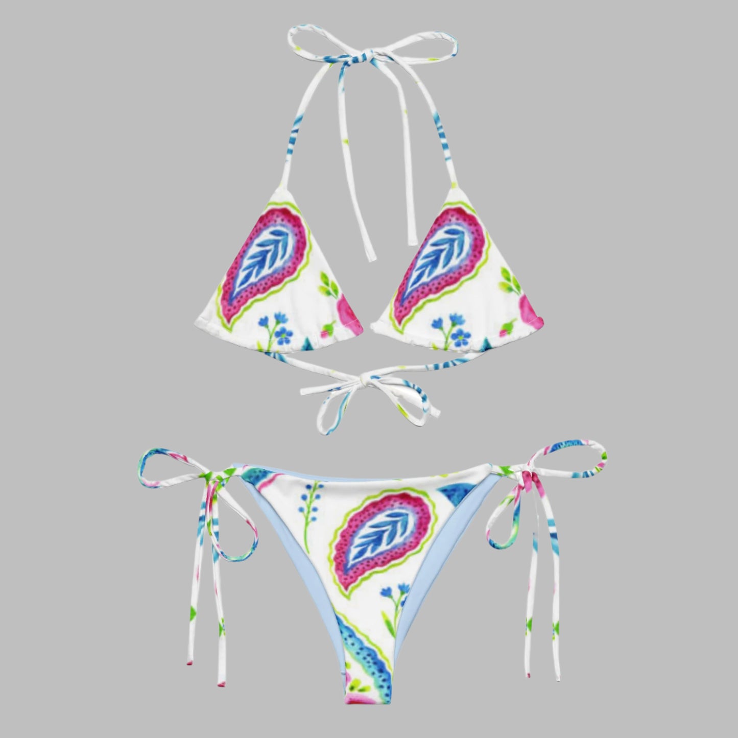 All - over print recycled string bikini, Swimming Suits. Women's outfit - PratSN