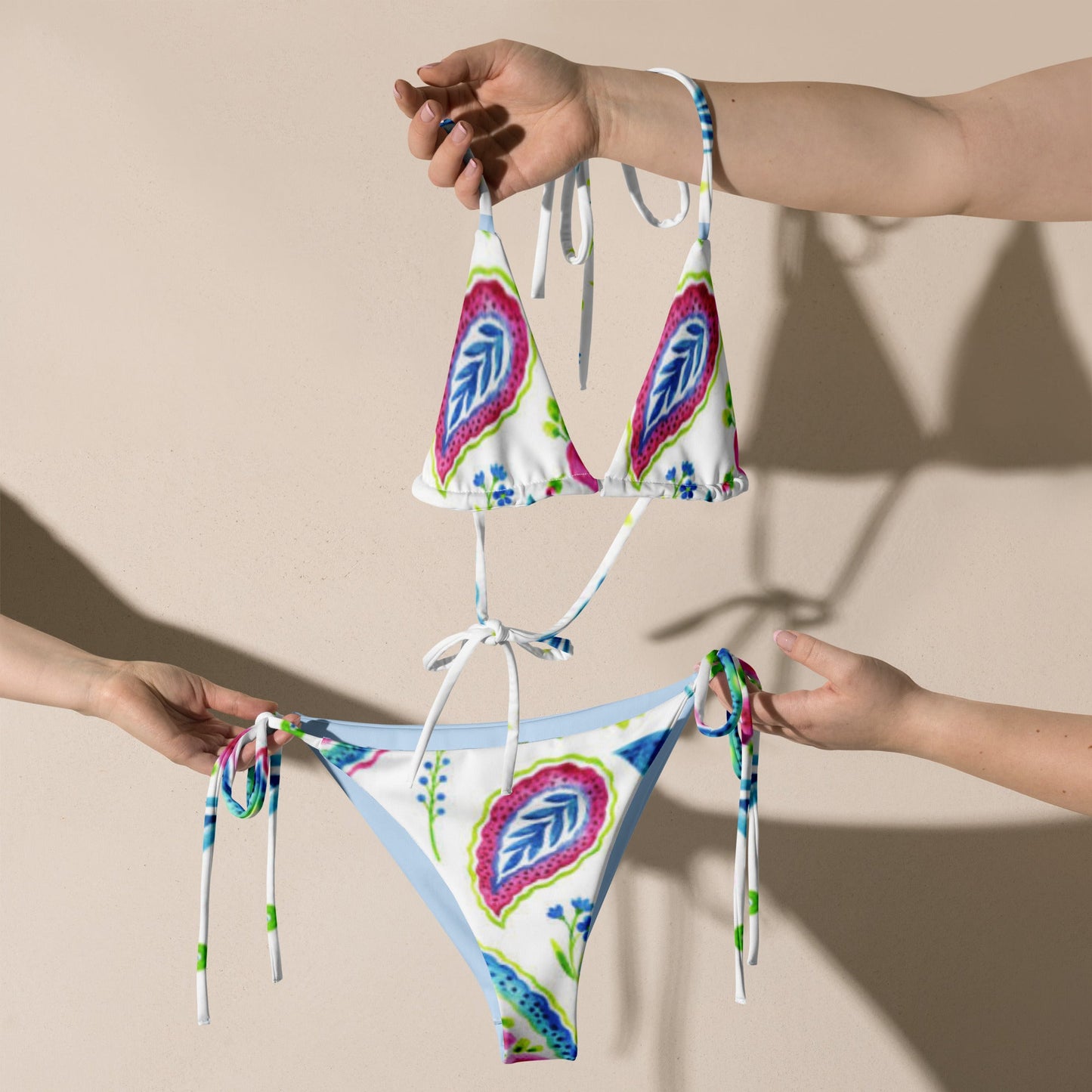 All - over print recycled string bikini, Swimming Suits. Women's outfit - PratSN
