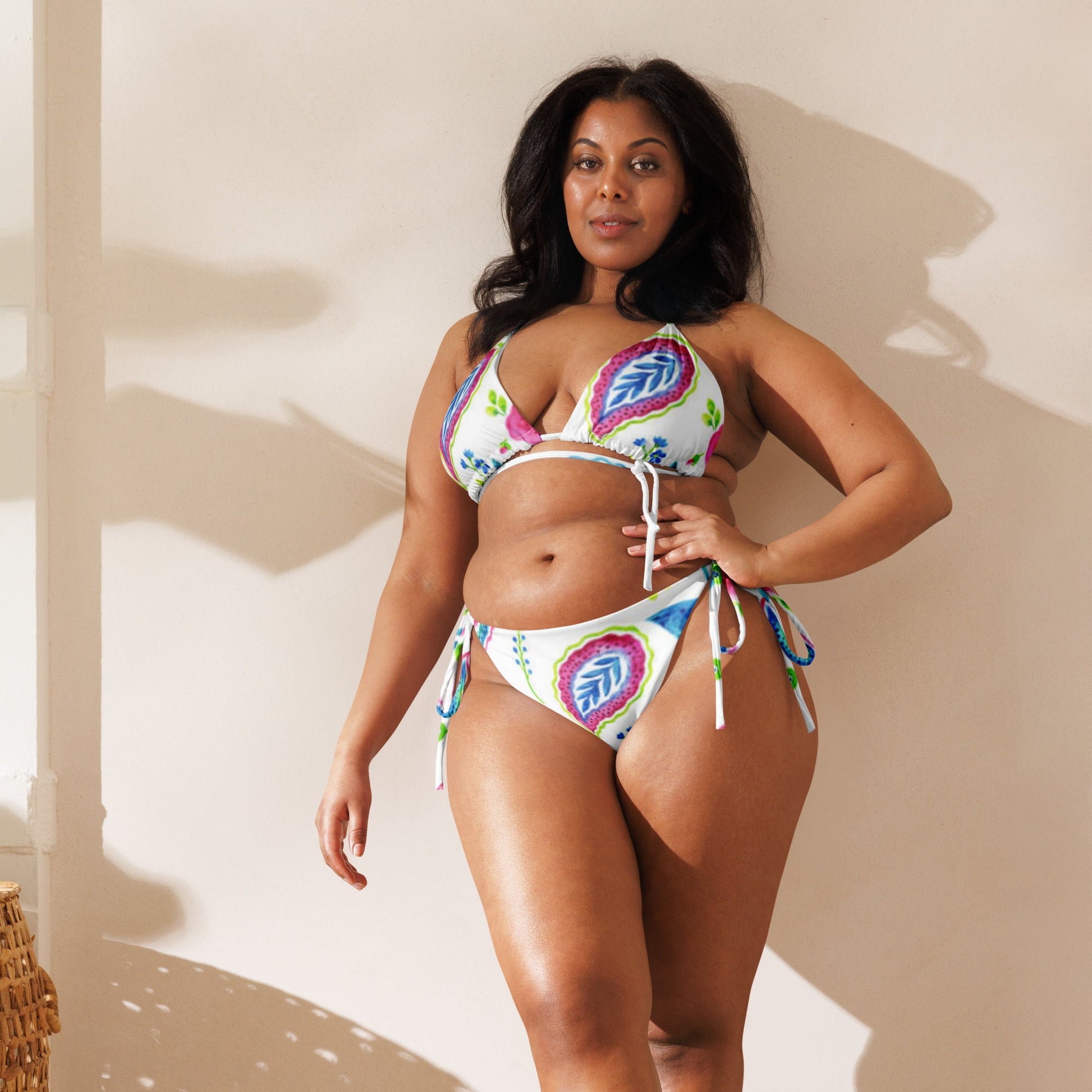 All - over print recycled string bikini, Swimming Suits. Women's outfit - PratSN