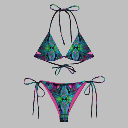 All - over print recycled string, Swimming Suits. Women's Swimwear bathing suits, Floral Swimwear - PratSN