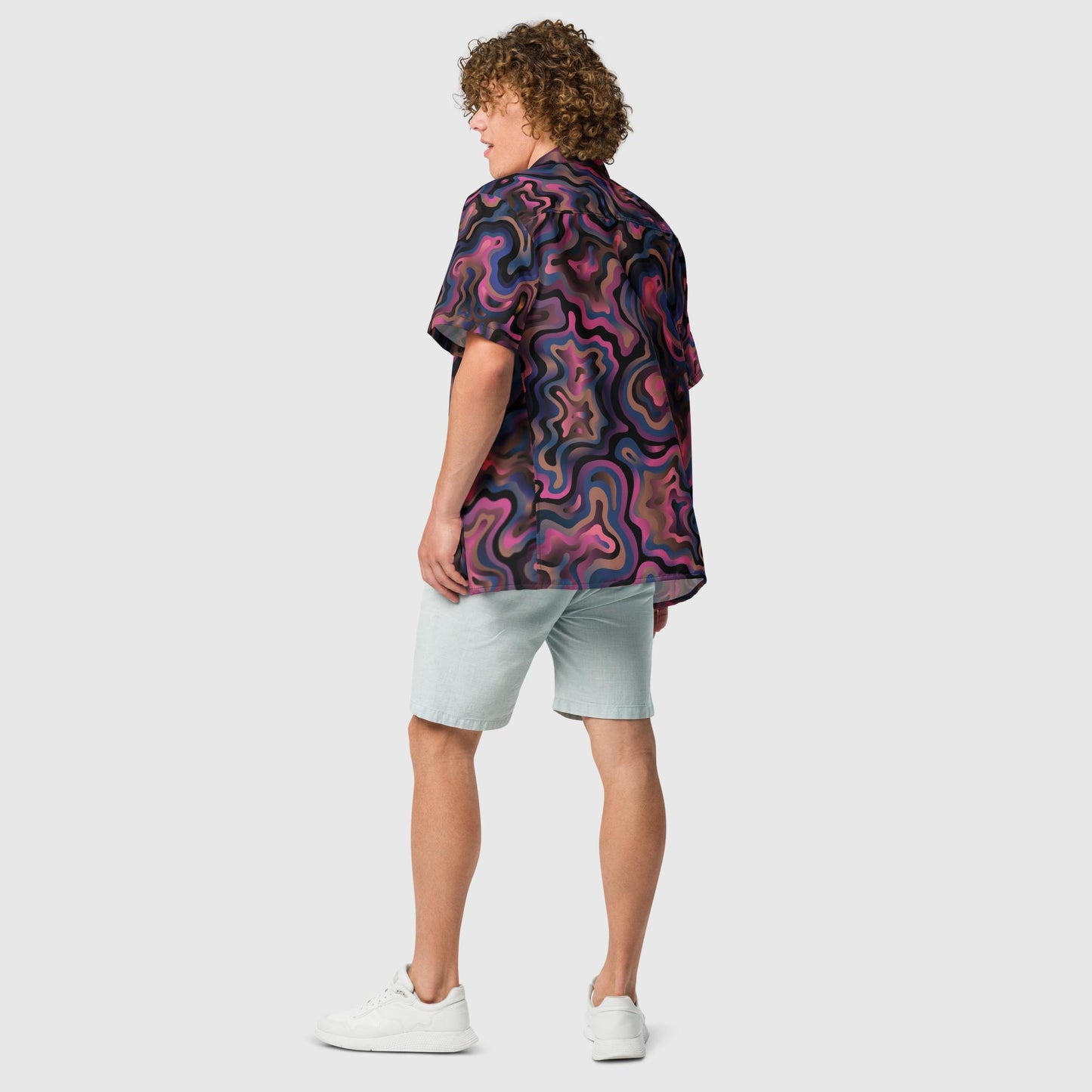 Unisex button shirt, Purple Liquid Abstract Pattern, Shirt for Men, Unisex Summer beach shirt Casual Short Sleeve Shirts