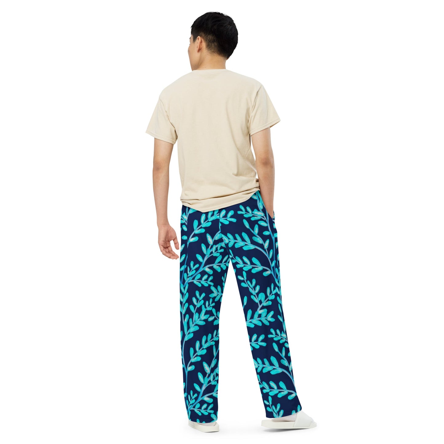 All - over print unisex wide - leg pants, Women's Floral Pants - PratSN
