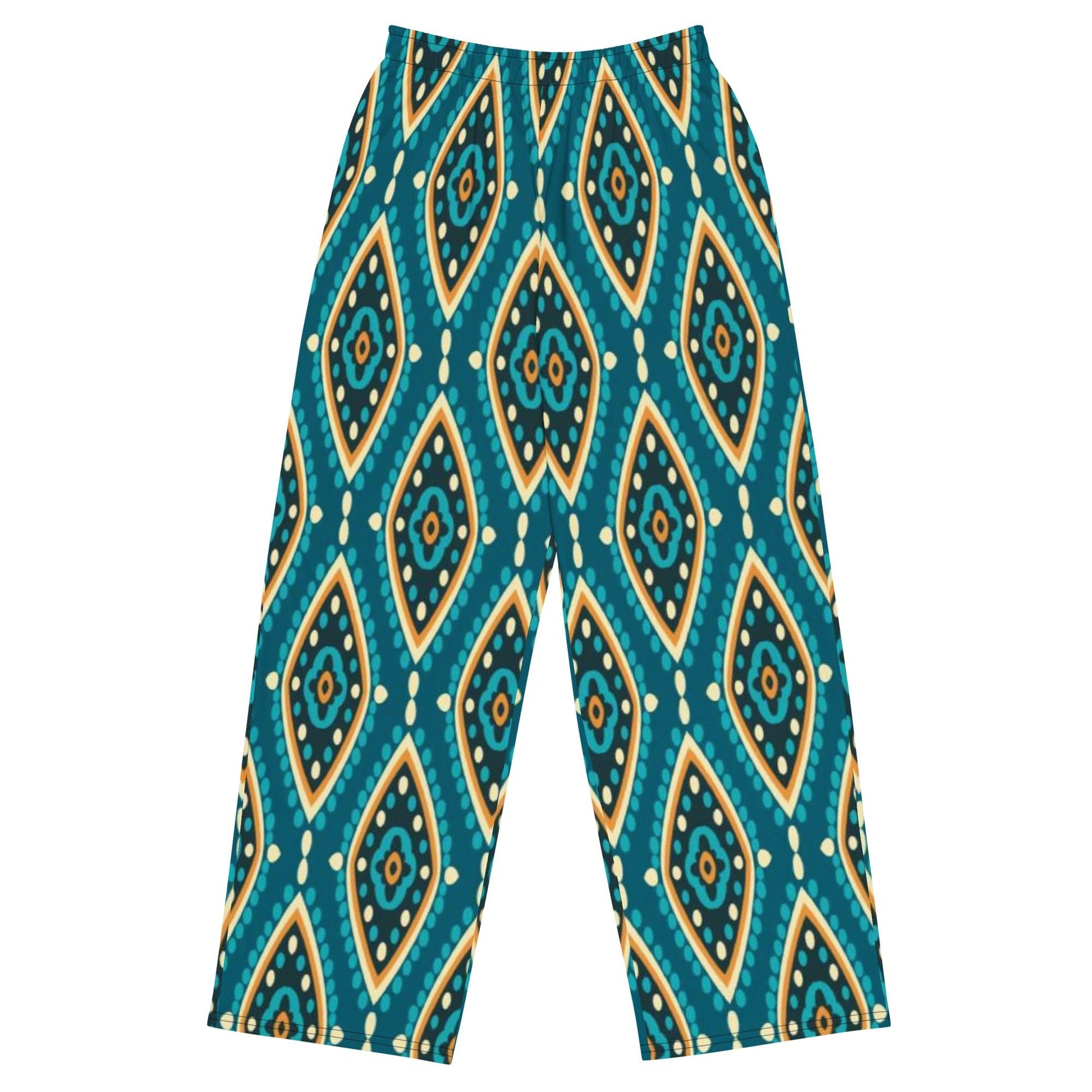 All - over print unisex wide - leg pants, Women's Geometric pattern wide leg pants Women's wide - leg pant, Comfortable - PratSN