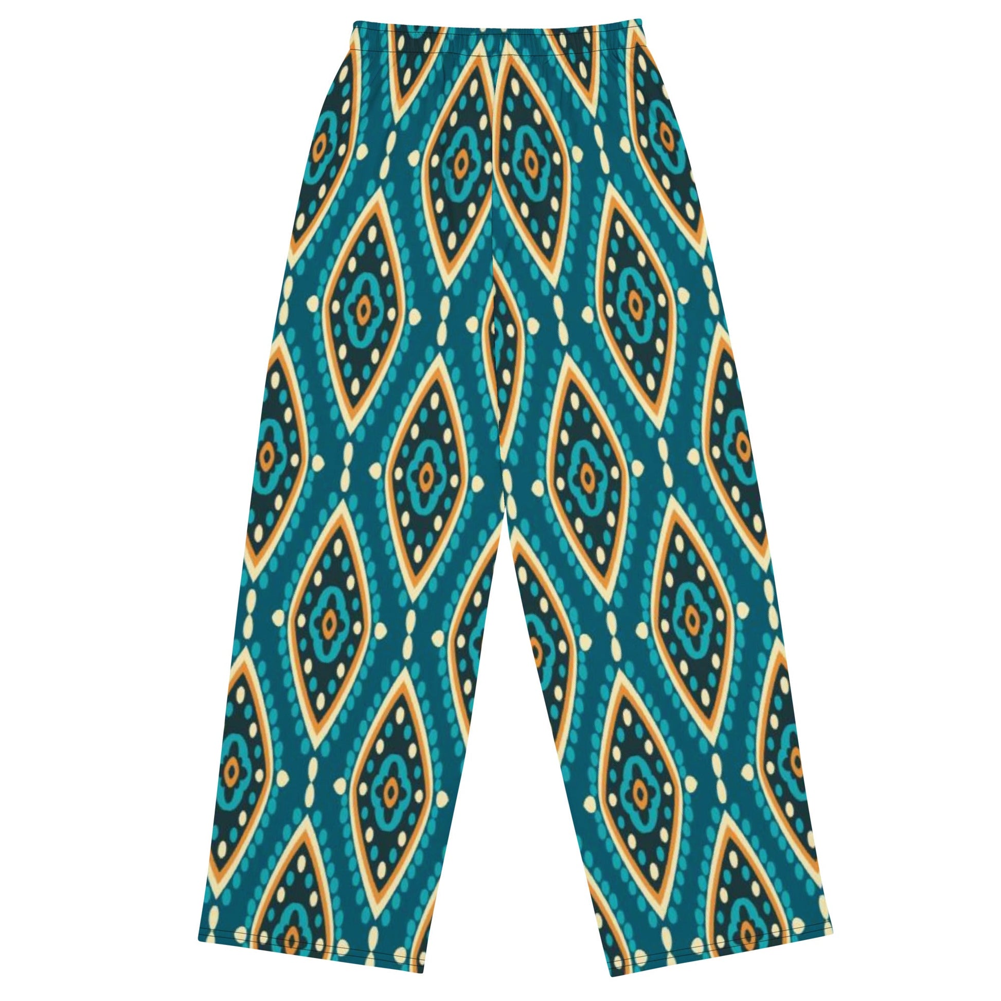 All - over print unisex wide - leg pants, Women's Geometric pattern wide leg pants Women's wide - leg pant, Comfortable - PratSN