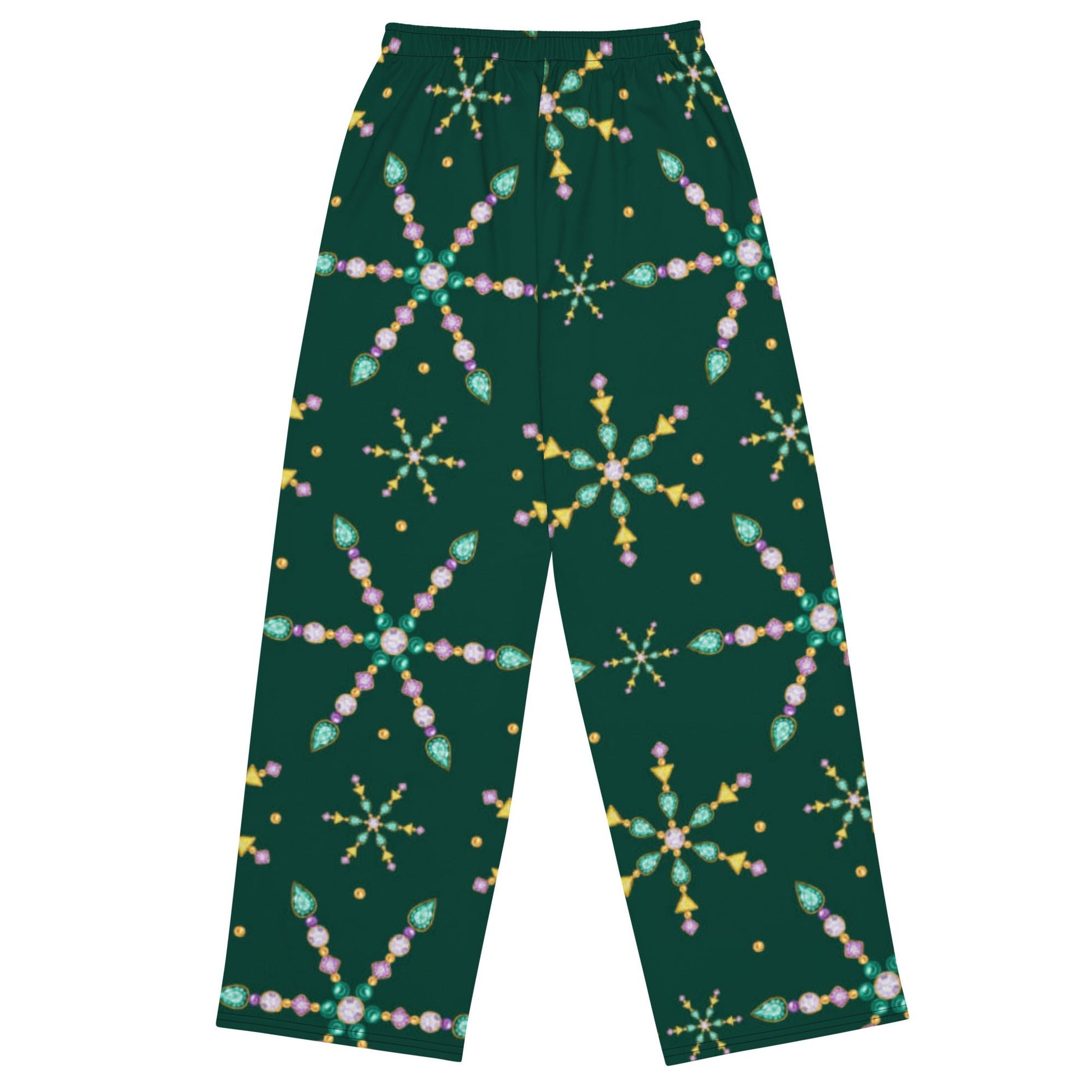 All - over print unisex wide - leg pants, Women's Green wide leg pants, Comfortable wide - leg pants - PratSN