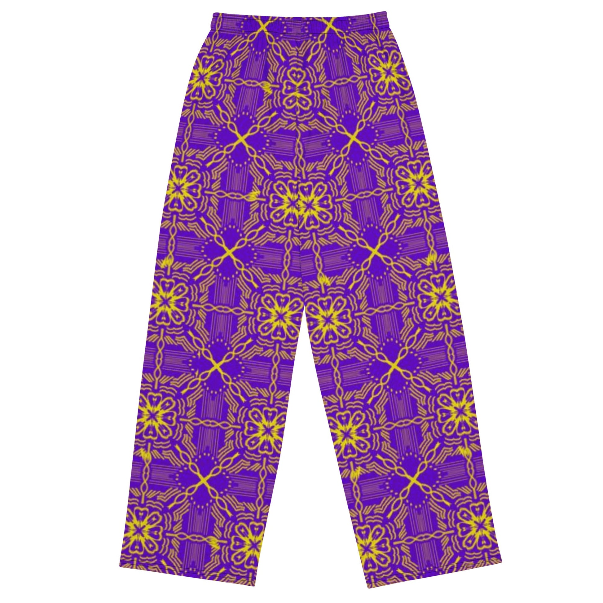 All - over print unisex wide - leg pants, Women's Purple wide leg pants, Comfortable wide - leg pants - PratSN