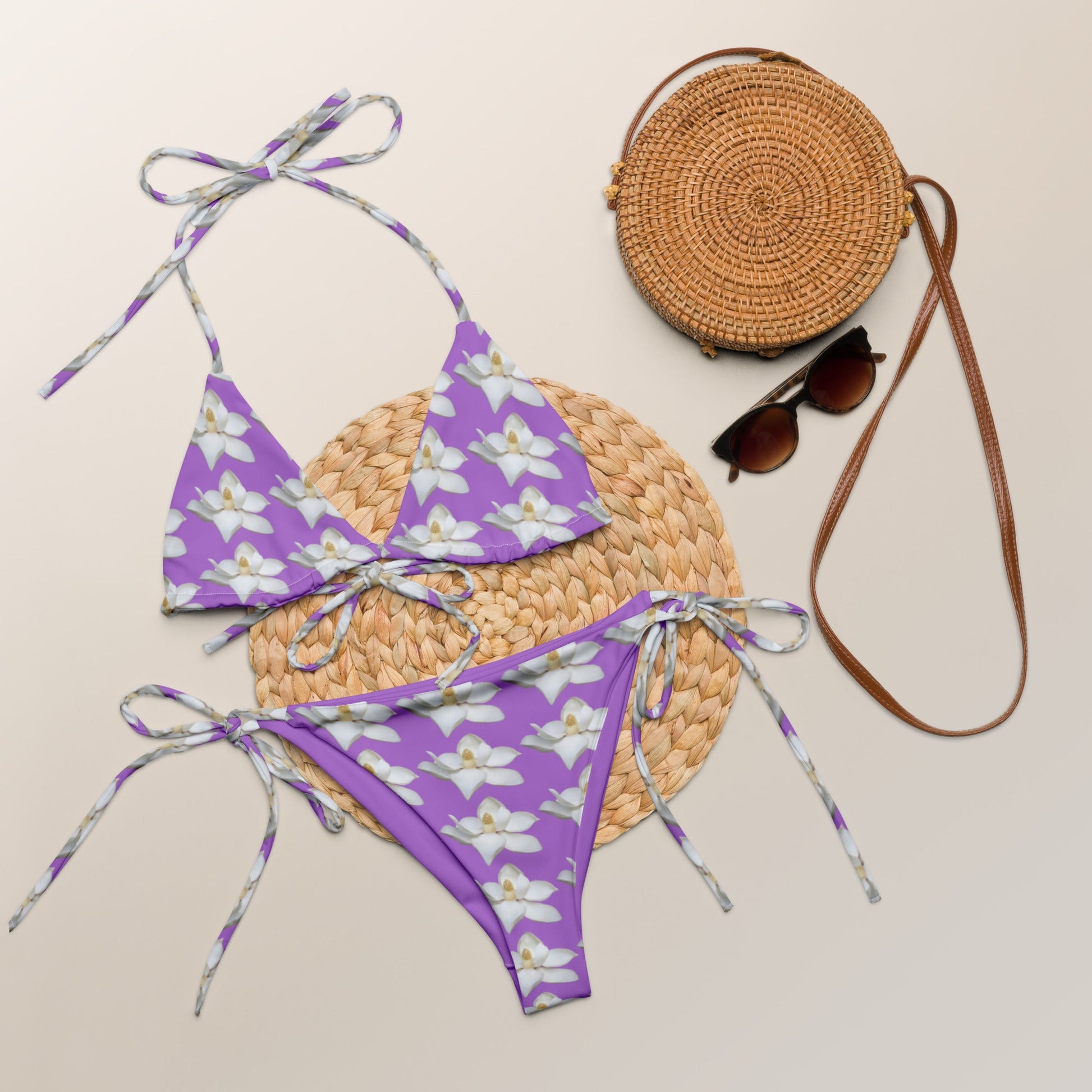 All - over print Women's string bikini, Floral Swimsuit, Swimwear, Bathing Suit, Floral Bikini, Cute Summer Bikini - PratSN