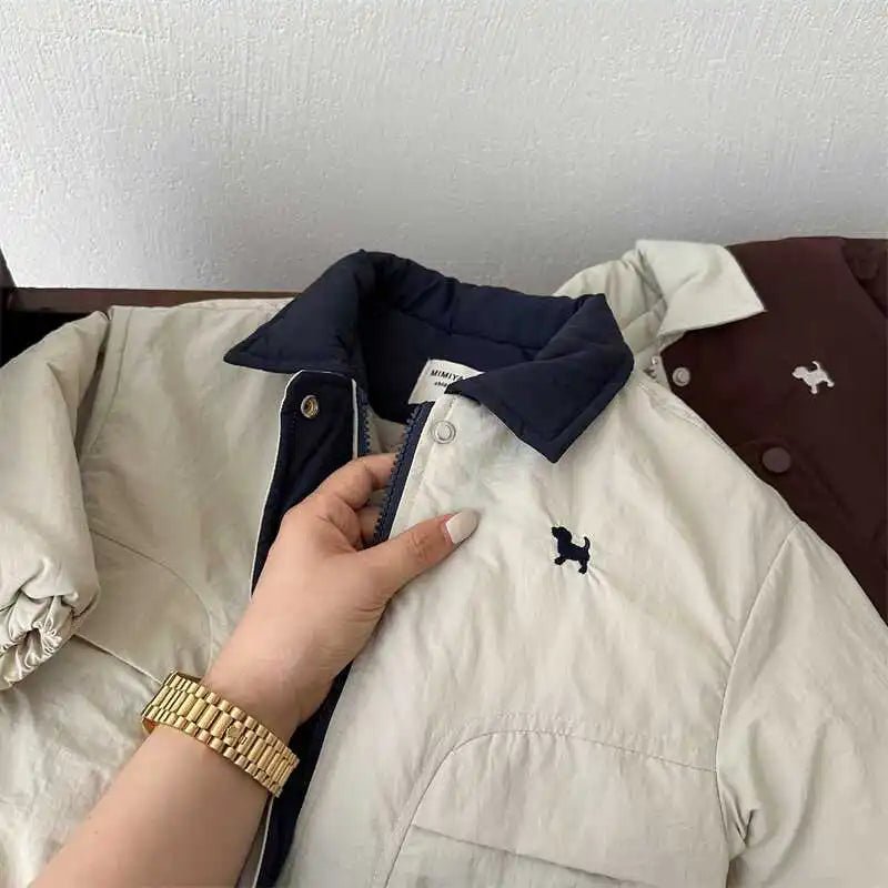 Autumn and Winter Children's Jacket New Boys' and Girls' Cotton Jacket Cartoon Baseball Jacket Thick Collar Coat - PratSN