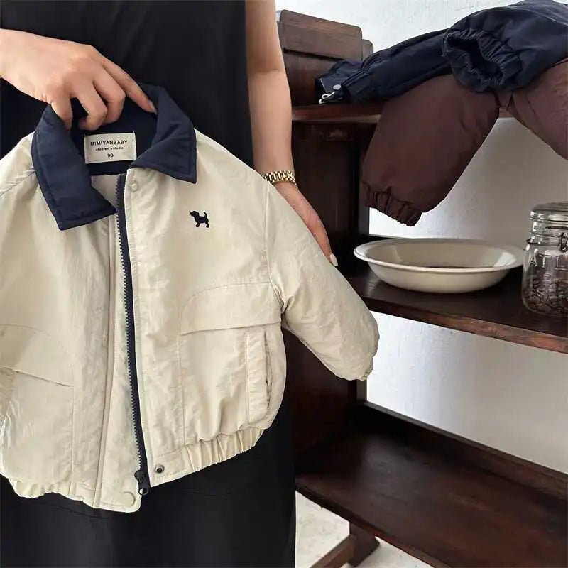 Autumn and Winter Children's Jacket New Boys' and Girls' Cotton Jacket Cartoon Baseball Jacket Thick Collar Coat - PratSN